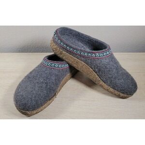 Haflinger Wool Felt Clog Slippers Gray Cork Sole Made in Germany Women's